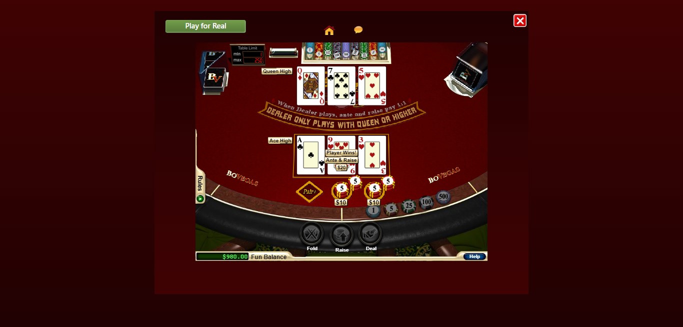 3 Card Poker Bovada