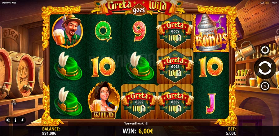 Greta Goes Wild reels and free spin round
