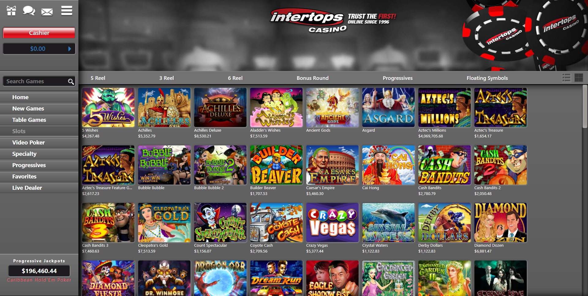 Intertops Casino Red slot games